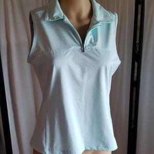 Nike Light Blue Sleeveless Zip Polo Tank Top